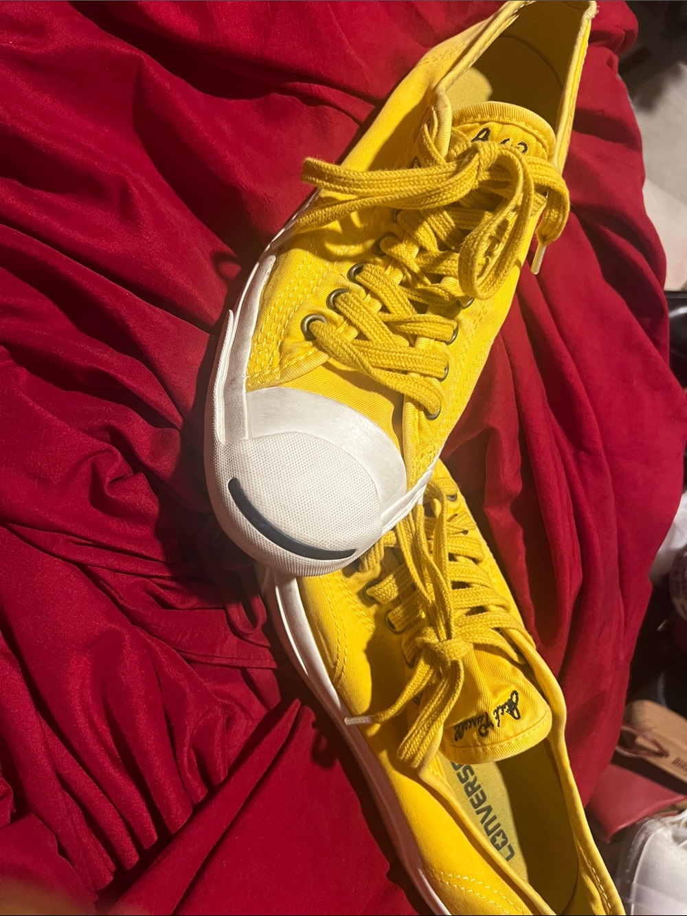 Converse Yellow Canvas Low-Top Sneakers with White Toe Caps